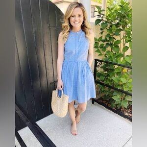 J. Crew Blue Eyelet Midi Dress